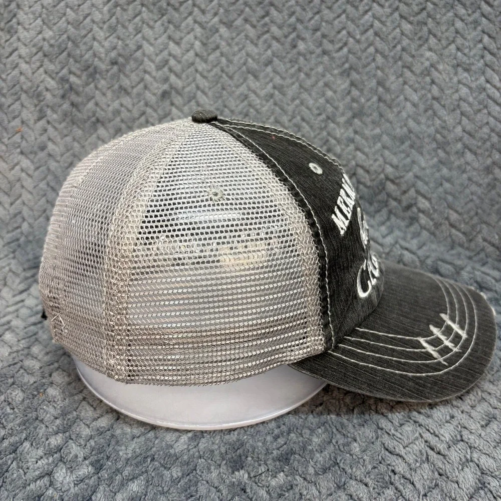 Katydid Mermaid Hair Don't Care Trucker Hat Black Grey Distressed Mesh Cap 0870